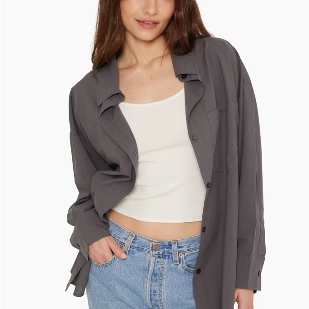 SET ACTIVE Daily Button Down DARK GREY
